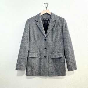 ⚡️Larry Levine Classics Wool Blend Herringbone Blazer Women’s 6 Gray